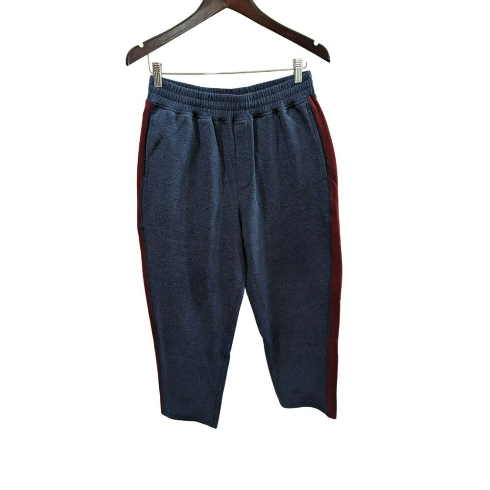 Norm Thompson Men's Navy and Burgundy Sweatpants Size Large